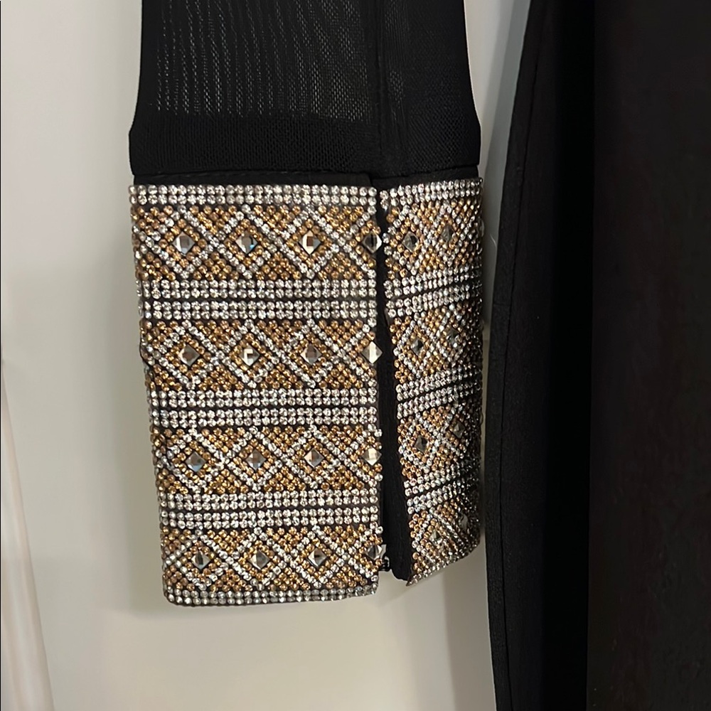 Black Long Sleeve Crew Neck Gown - Picture 4 of 9